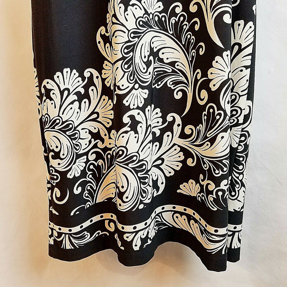 Dressbarn Womens Black White Paisley Studded Pleated Shift Dress 10 Boho Classic - Picture 5 of 6
